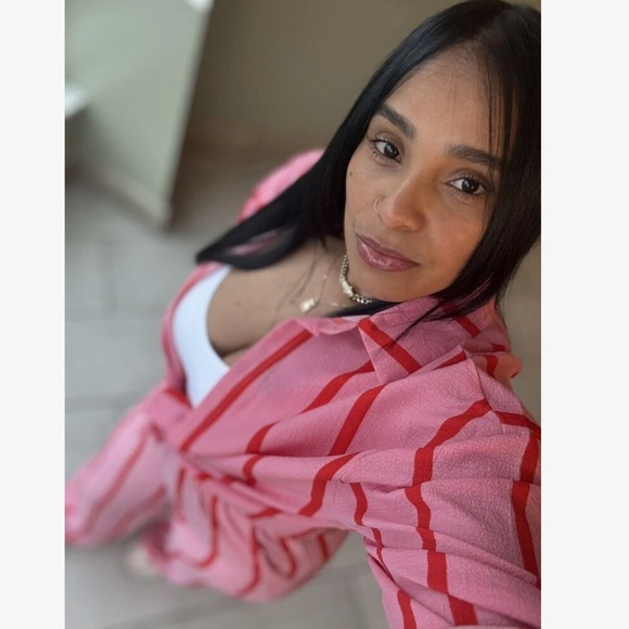 Pink Striped Oversized Button Down Shirt Long Sleeve - Picture 10 of 14